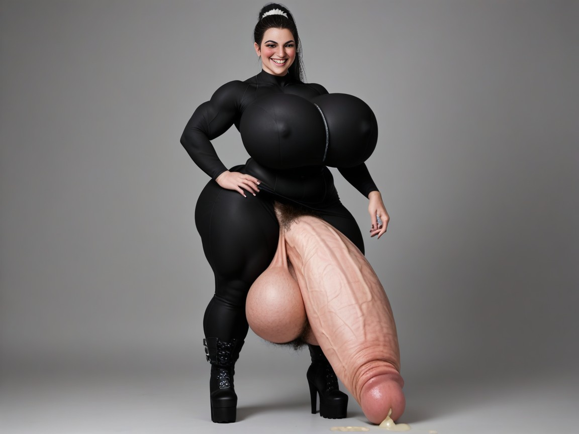 Colossal Breast, Hyper Gigantic Penis Expansion, Pale Skin Shemale AI Porn
