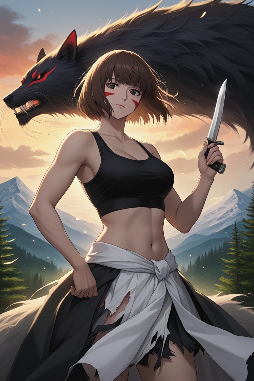 Black Eyes, Ripped Clothes , Wind In Hair Hentai AI Porn