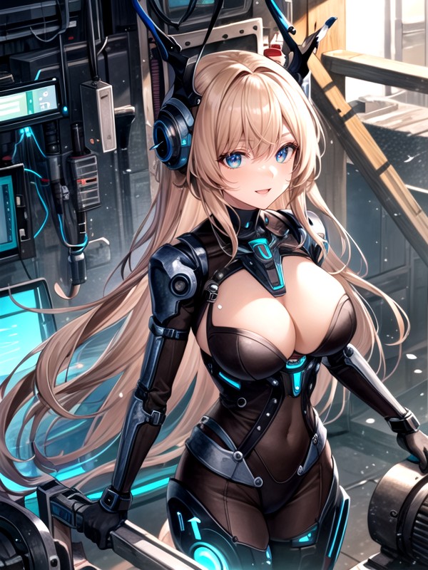 Fair Robot Skin, Very Excited Break Smile, Very Long Hair Hentai AI Porn