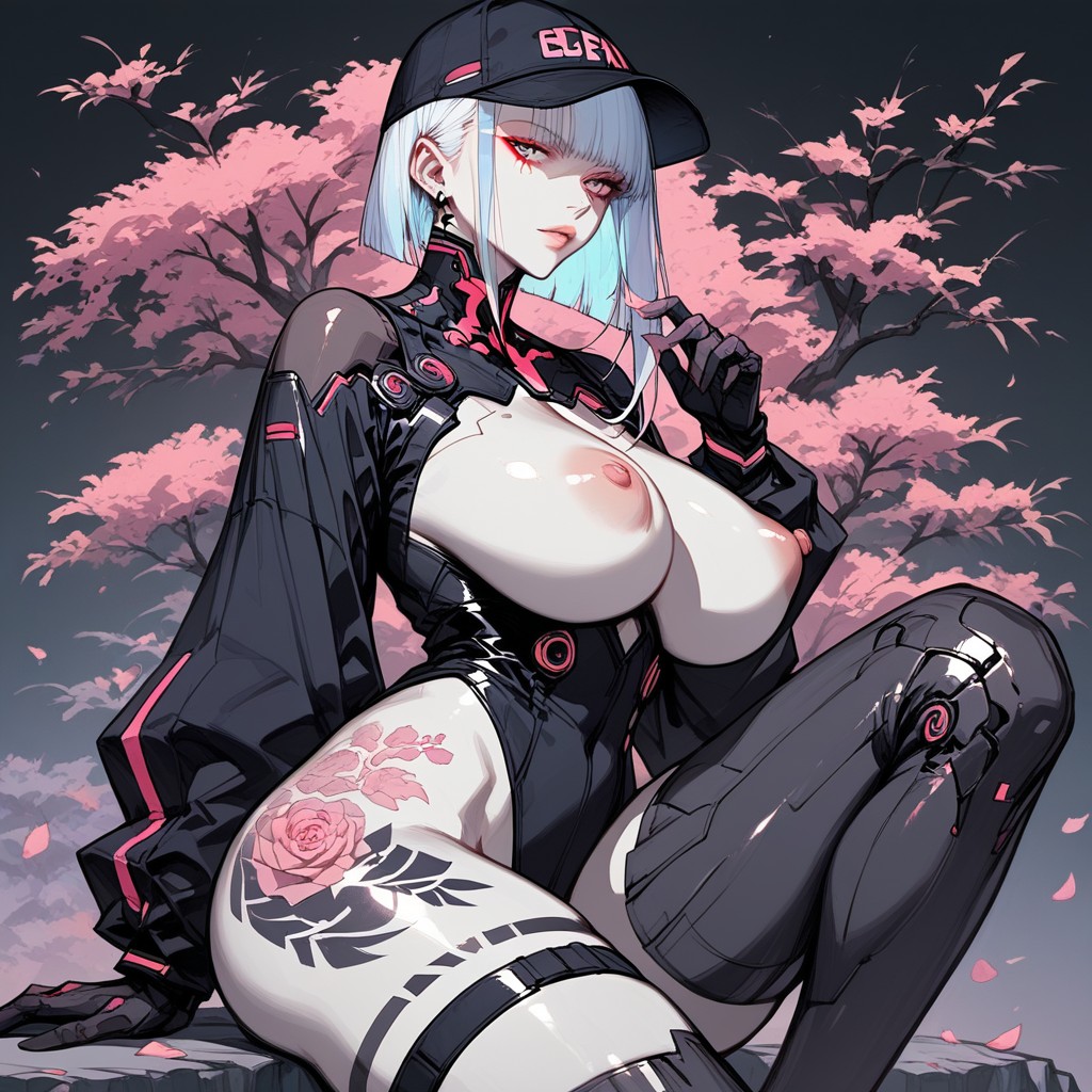 Sitting Down, Giant Saggy Breasts, Short Length Hentai AI Porn
