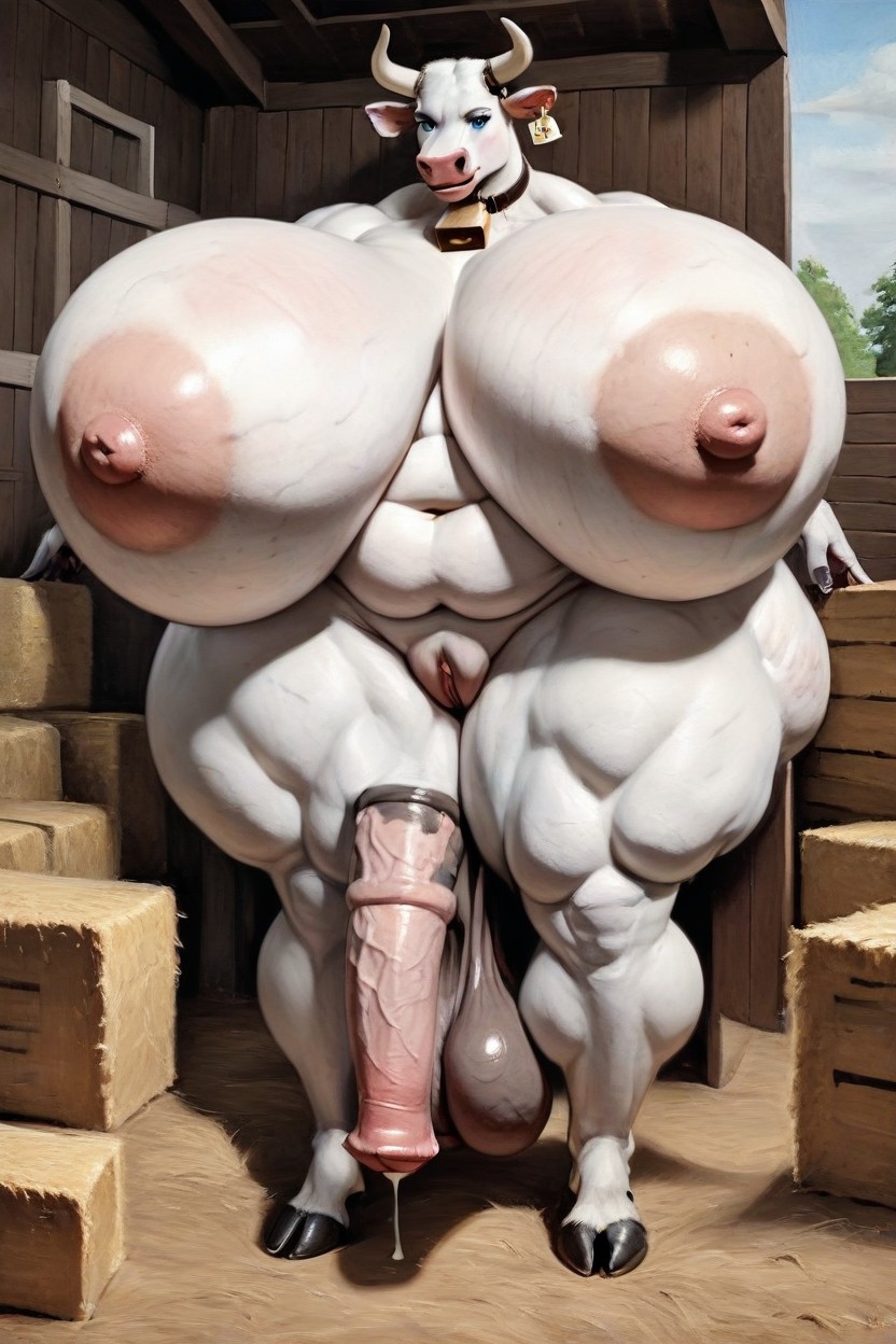 Cow, Stretch Marks On The Abdomen, Chubby Furry AI Porn
