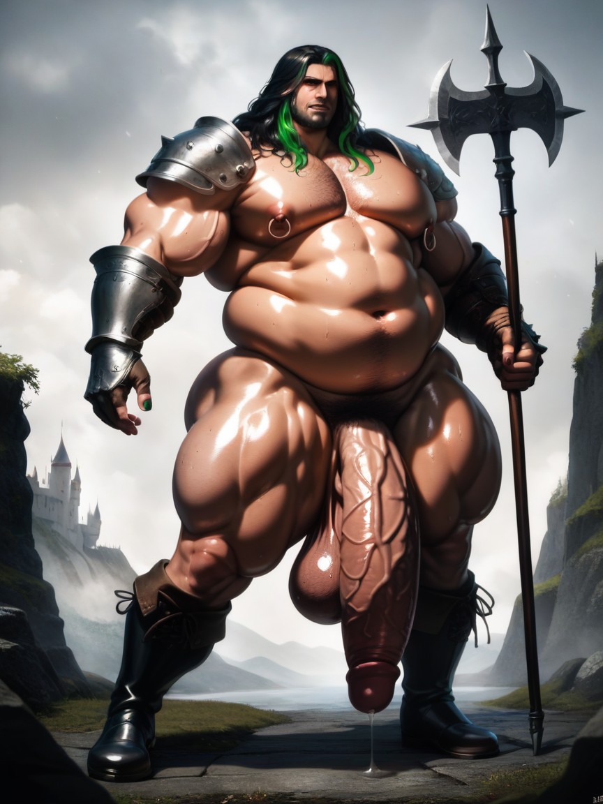 Broad Shoulders, Long Hair, Long Cock AI Gay Porn