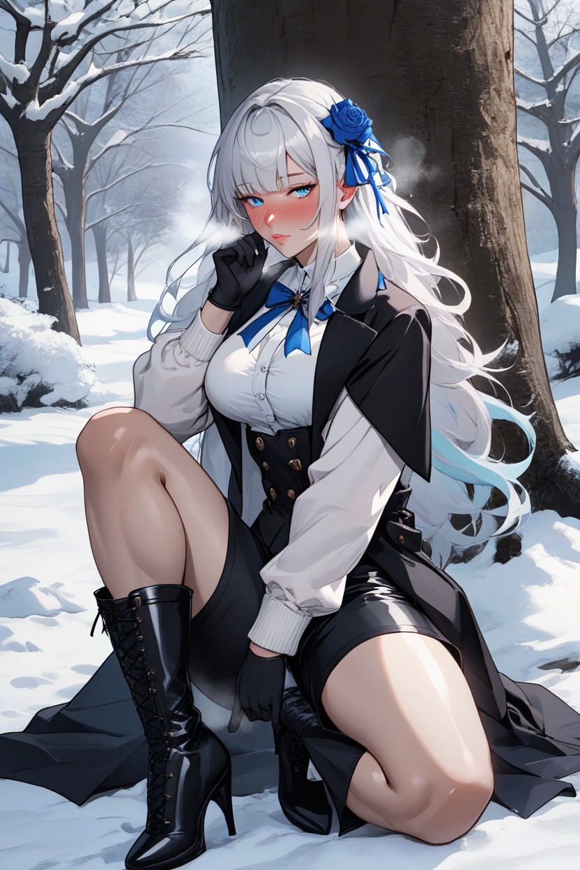 Pink Lips, Sitting Underneath A Tree, Long Length Hentai AI Porn