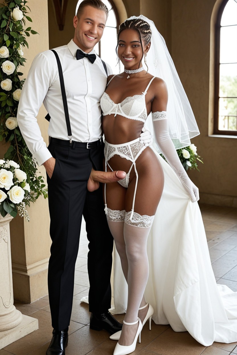Mediano, Photorealistic, Boda Porno shemale IA