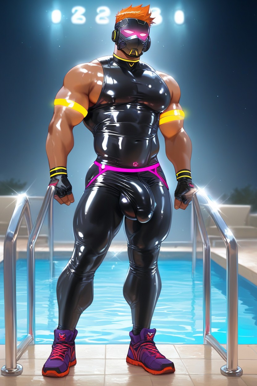 Fingerless Gloves, Standing, Pool AI Gay Porn