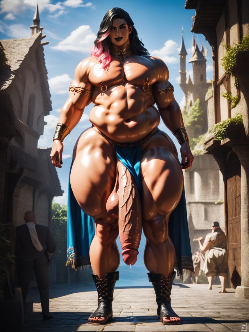 Grinning, Jewelry, Hyper Gigantic Massively Lengthy Extremely Long Cock AI Gay Porn