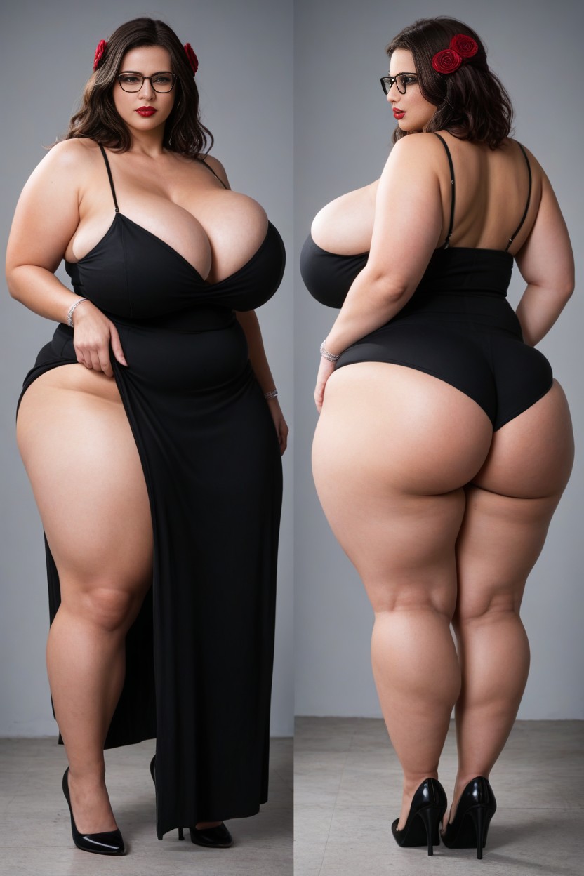 Red Lipstick, Black Glasses, Massive Ass AI Porn