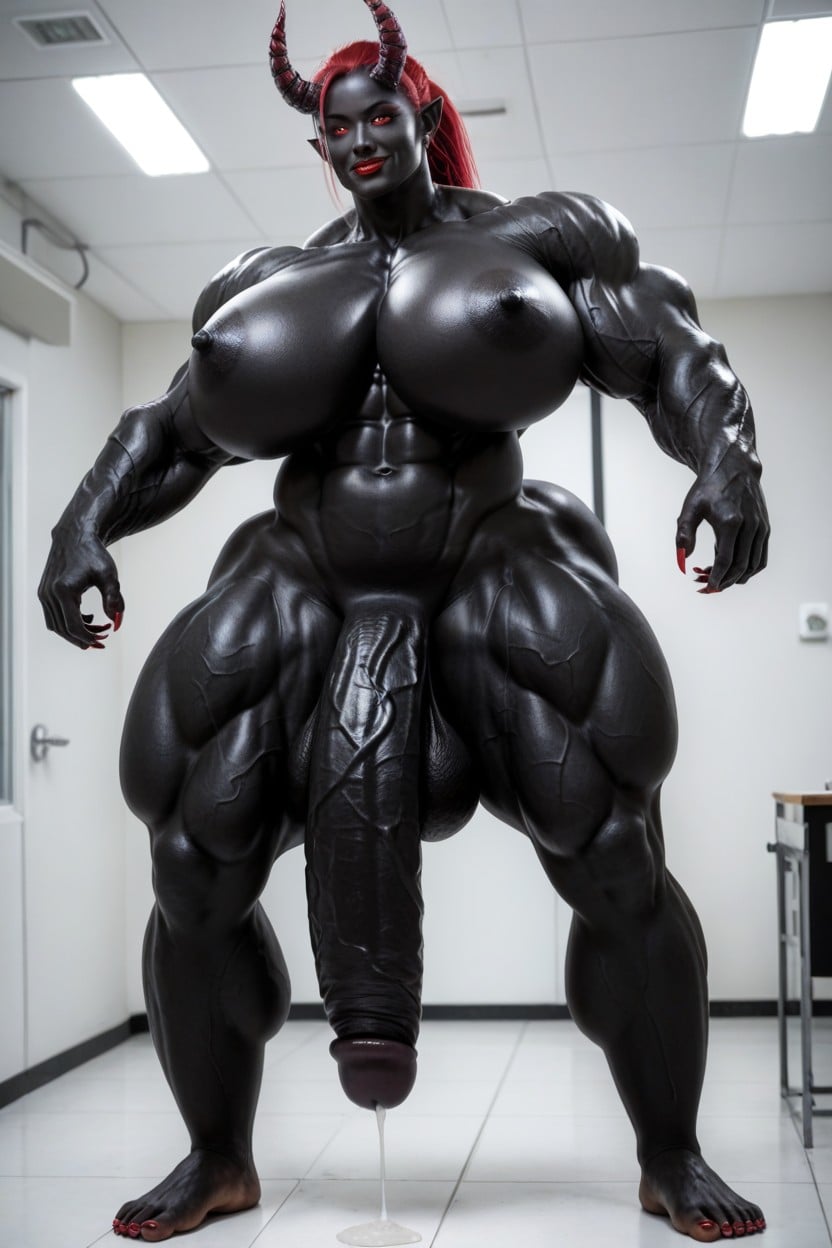 Muscular, Laboratory, Gigantic Flaccid Black Cock Shemale AI Porn
