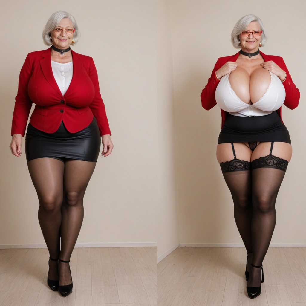 60+, Choker, Front View AI Porn