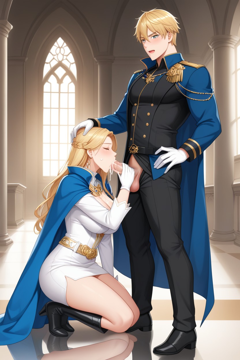 Fully Clothed, Intense Orgasm Facial Expression, Fancy Dark Black Long Royal Boots AI Gay Porn