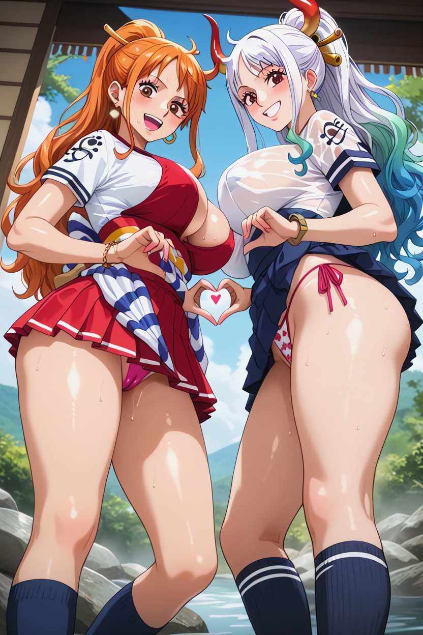 Large Rounded Ass, Blush, Skirt Hentai AI Porn