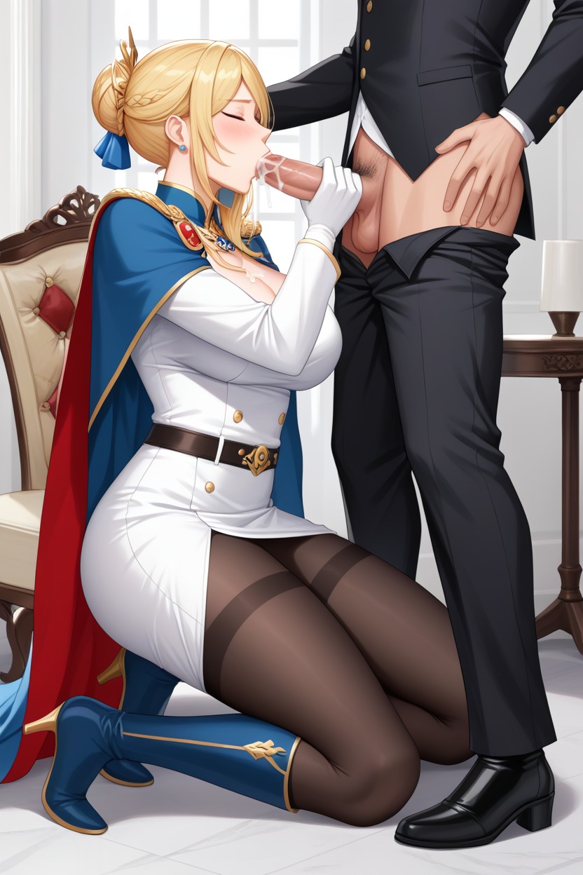 2 People, Fancy Royal Belt, Princess Sucking Penis AI Gay Porn