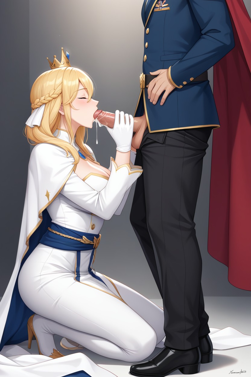 Princess, Fancy Royal Belt, Wearing Princess White Dress AI Gay Porn
