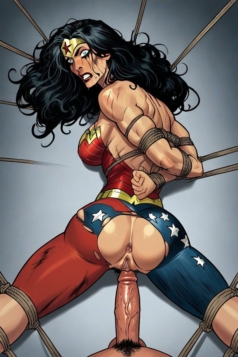 Girth Veiny Cock, Man Fucking Woman From Behind Wonder Woman, Hogtied AI Porn