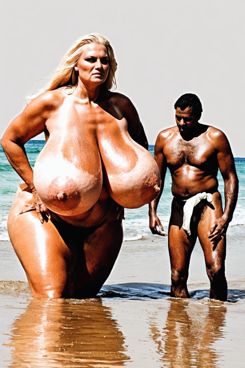 Breast Expansion, Woman’ Nipples Bigger Than Indian Mans Hairy Hands, 18+ AI Porn