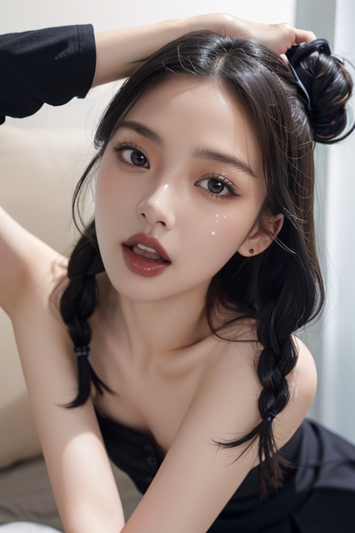 Black Mess Hair, K-pop Idol, Cum On Face AI Porn