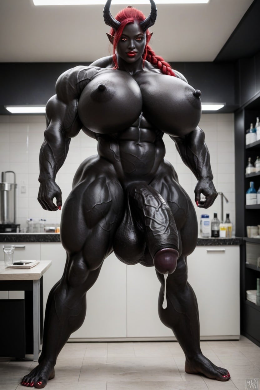 Bodybuilder, Gigantic Muscle Trapez, Abs Shemale AI Porn