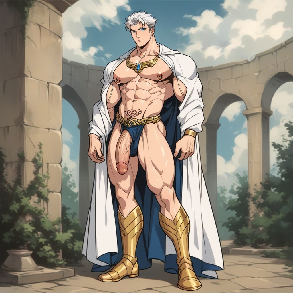 In Clouds, Biceps, White Hair AI Gay Porn