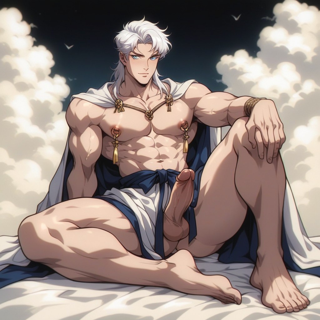 In Clouds, Golden Waist Rope, Naked AI Gay Porn