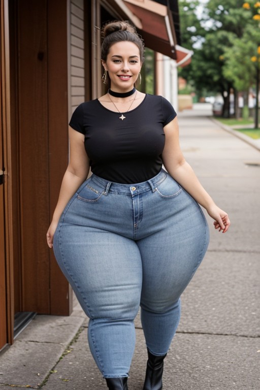 Hyper Bottom Heavy Hourglass Shape, Ash Hair, Big Thick Thighs AI Porn