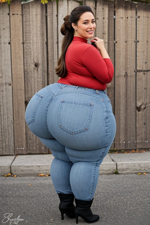 Curvaceous, Hips Wider Than Chest, Biting Lip AI Porn