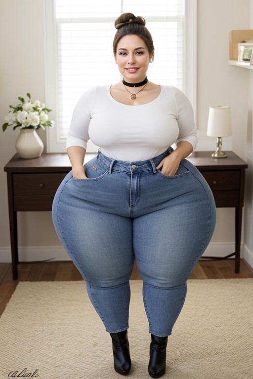 Wide Disproportionate Hyper Hips, Disproportionately Hyper Wide Hips, Shapely Legs AI Porn