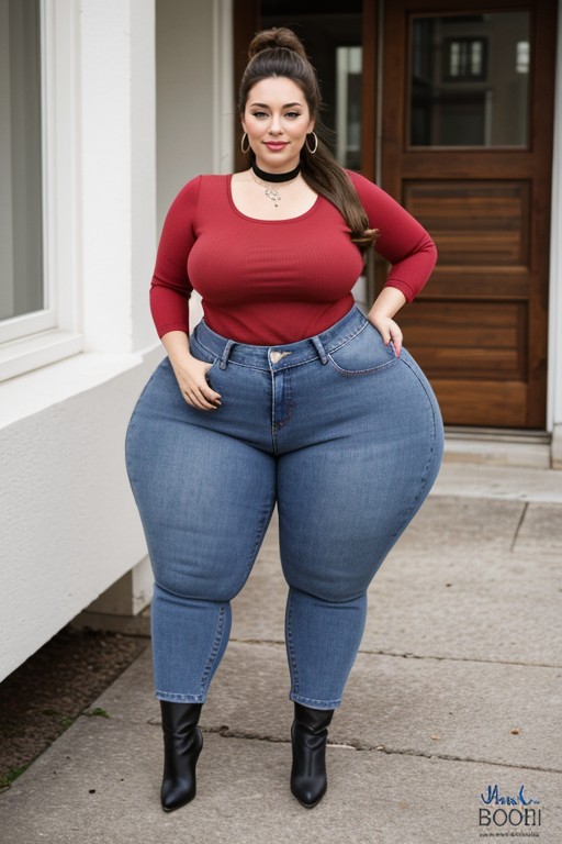 Huge Ass, Wide Hyper Saddlehips, Necklace AI Porn