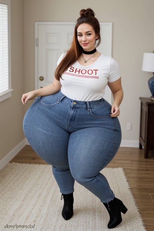 Wide Disproportionate Hyper Hips, Hyper Ass, Necklace AI Porn