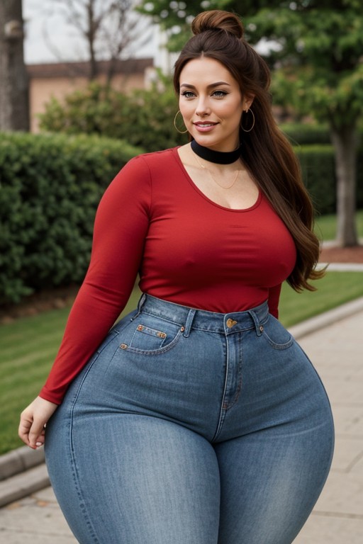 Ultra Extra Wide Hips, Long Hair, Wide Hips AI Porn
