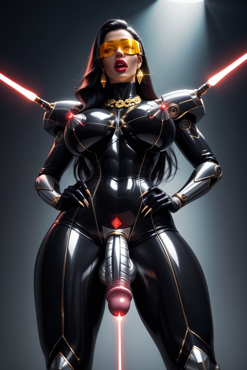Massive Erect Smooth Metallic Penis, Robot Battletoads Dark Queen With Erect Smooth Shiny Robotic Penis Attached, Nipple Laser Shemale AI Porn