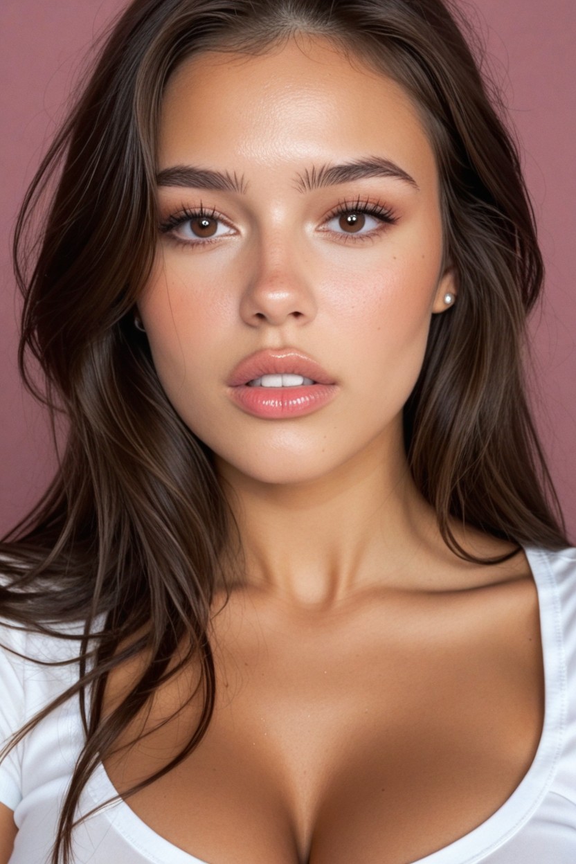 Only Face, No Texture, Solid Pink Color Background AI Porn