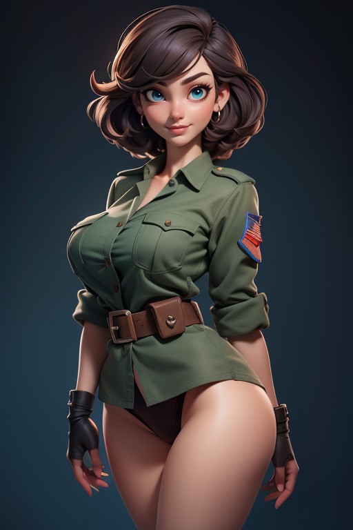 Military, Blue Eyes, Looking At Viewer Hentai AI Porn