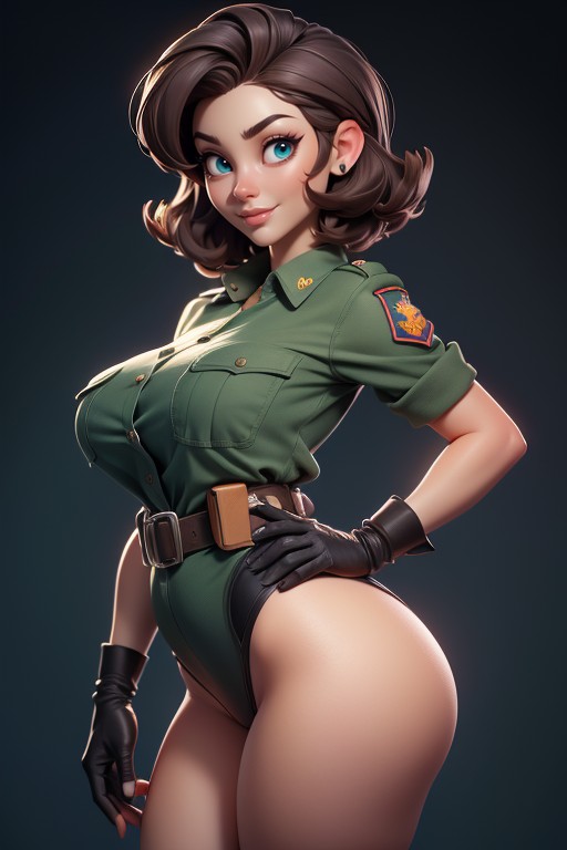 Thick And Curvy, Blue Eyes, Large Breasts Hentai AI Porn