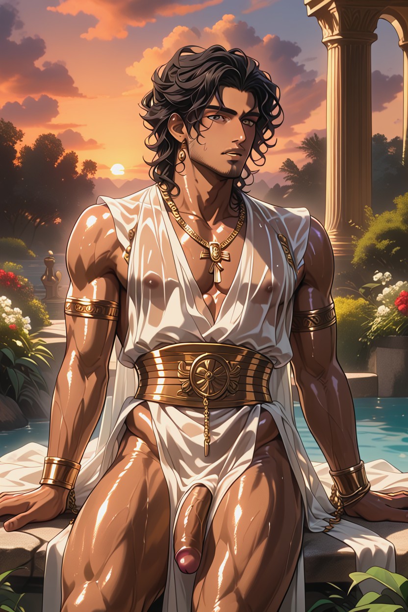 Holds The Ass, Ancient Greek Tunic, Golden Bands AI Gay Porn