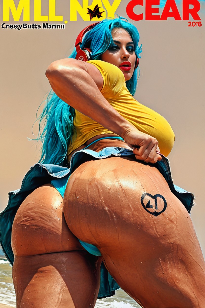 Turquoise Hair, Hyper Detailed Skin, Hyper Sized Hips AI Porn