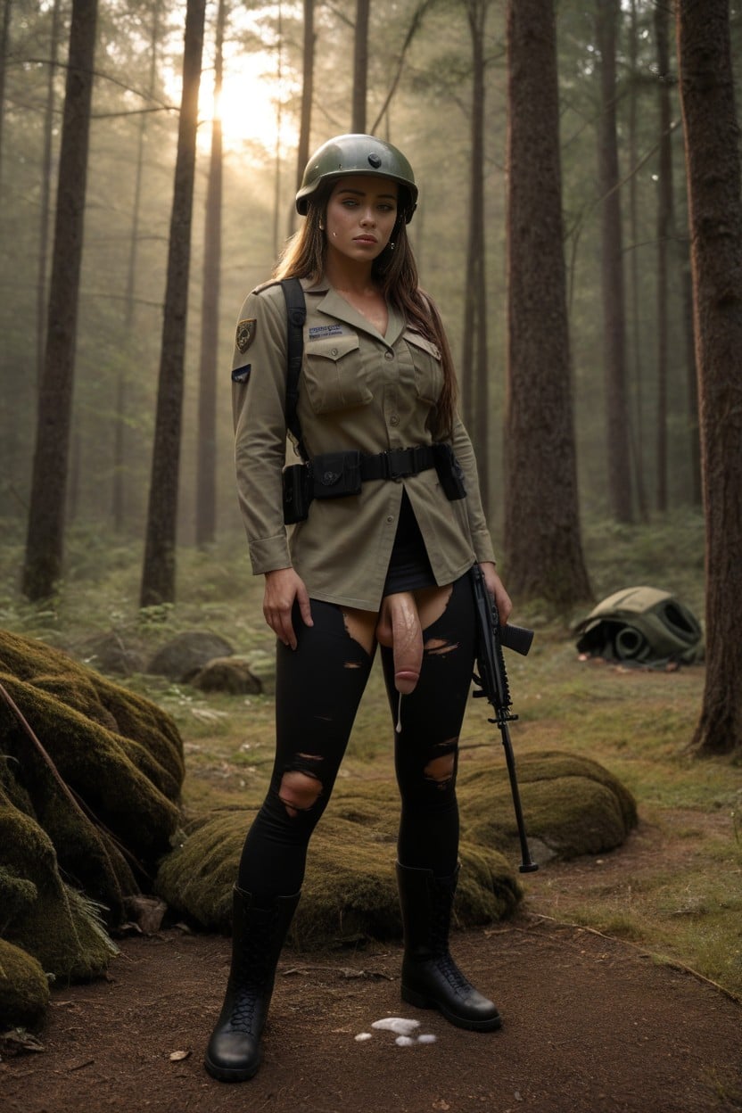 La Resistance, Underfed Body, Paramilitary Uniform Shemale AI Porn