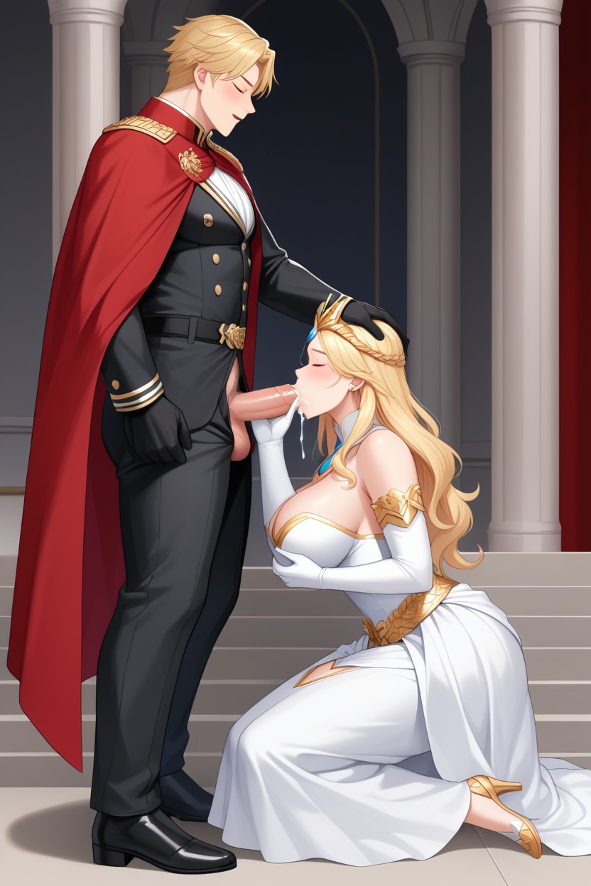 Wearing Princess White Dress, Blonde Hair, Princess AI Gay Porn