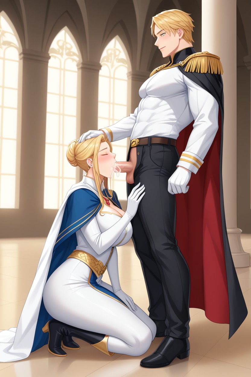 Man Getting A Blowjob, Royal Cape, Medium AI Gay Porn