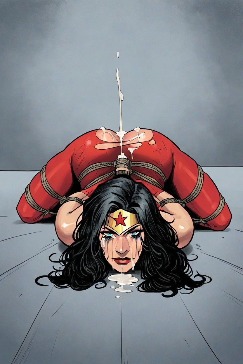 Wonder Woman, Arms Tied Behind Back, Happy Crying AI Porn