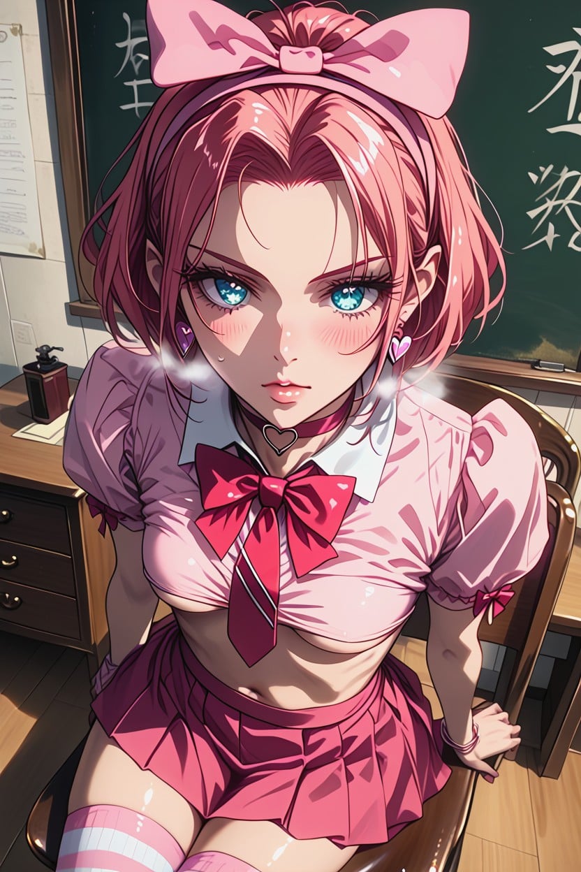 Blushing, 1 Person, Bow Hairband Hentai AI Porn