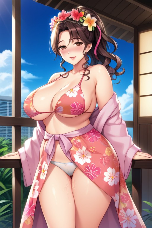 Sunset, Hawaiian Hula Dancer, Anime Style Hentai AI Porn