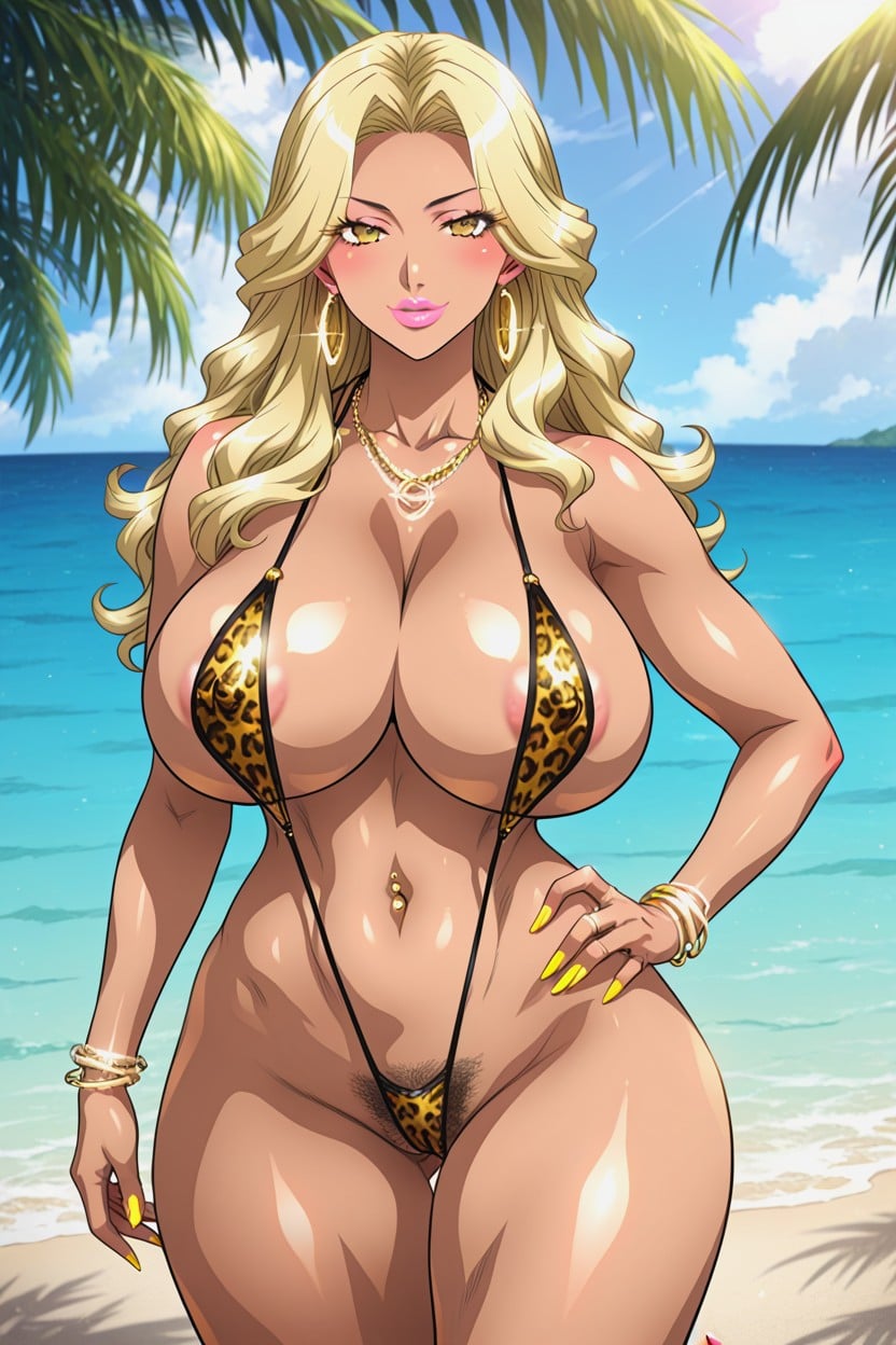 Beach, Camel Toe, Art Style Takeda Hiromitsu Hentai AI Porn