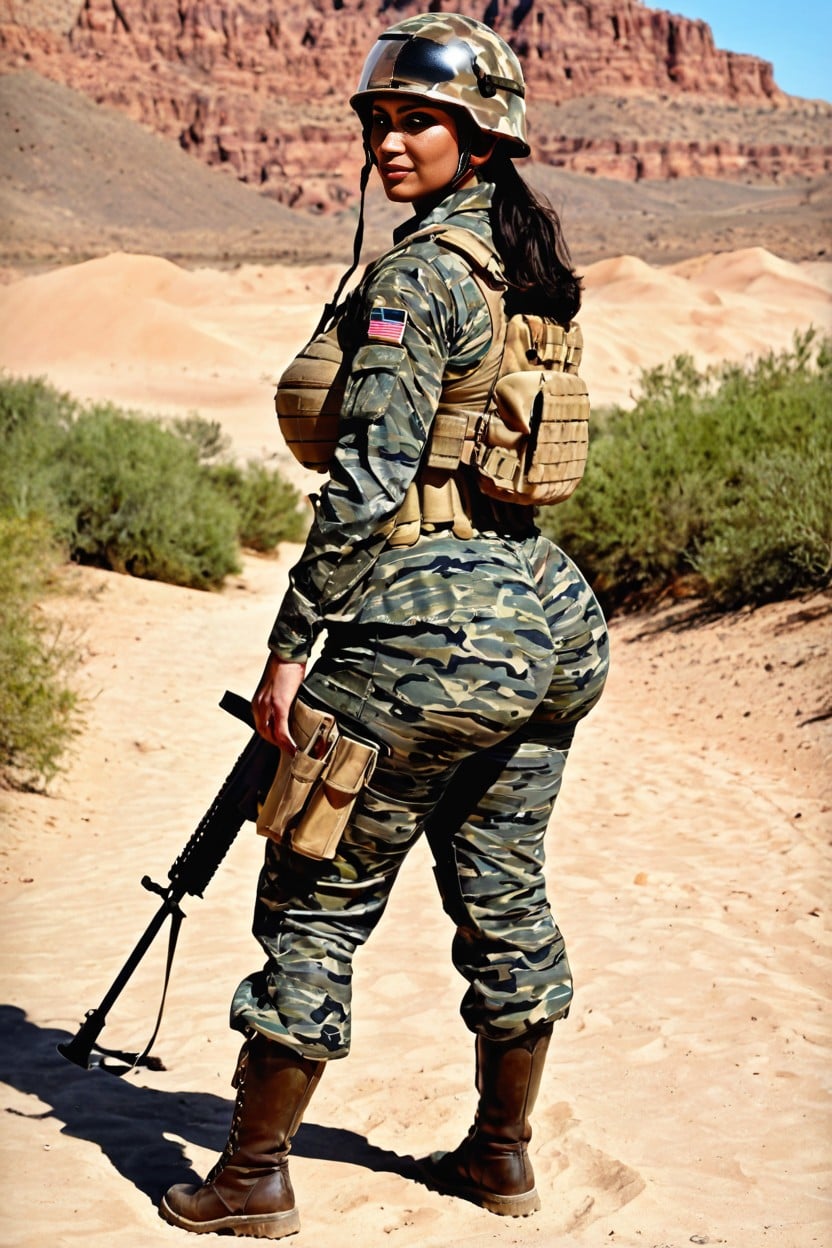 Tight Camouflage Military Shirt, Award Winning Photo, Detailed Eyes AI Porn