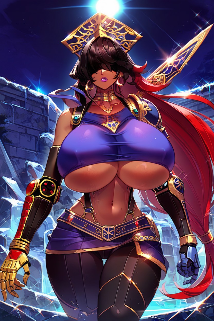 Wide Hips, Voluptuous, Colossal Gold Cyborg Hands Porno IA Hentai