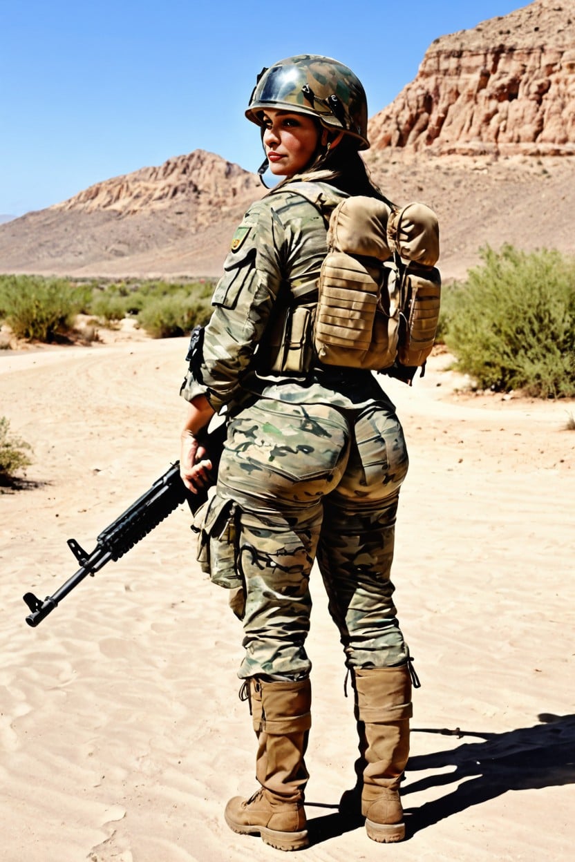 Round Ass, Us Compass Armor Bulletproof Fast Helmet With Kevlar Cover, Eyes Filled With Love AI Porn