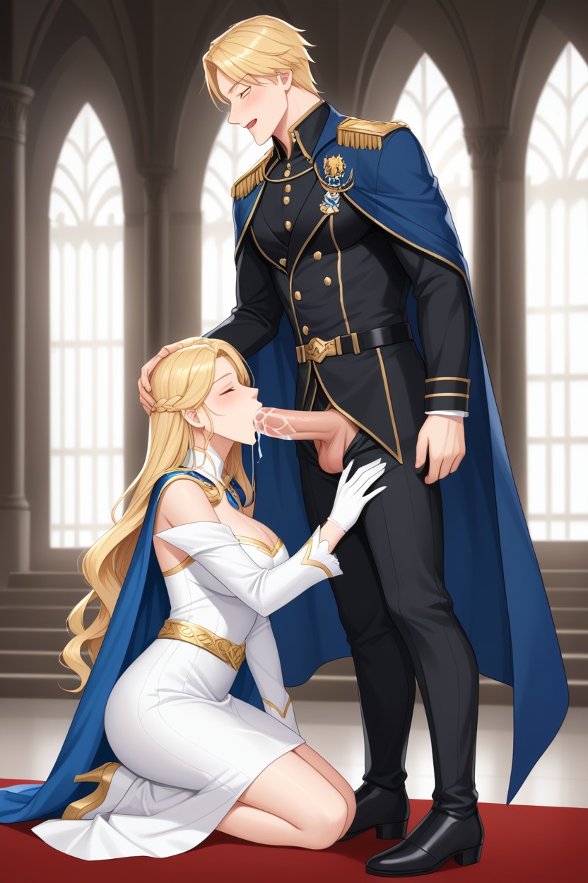 Fancy Royal Belt, Man Getting A Blowjob, Open Fly AI Gay Porn