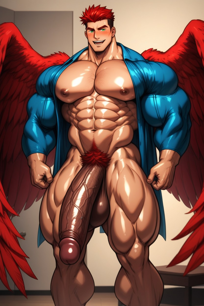 Hyper Cock, Smile Open Mouth, Big Hard Erection AI Gay Porn