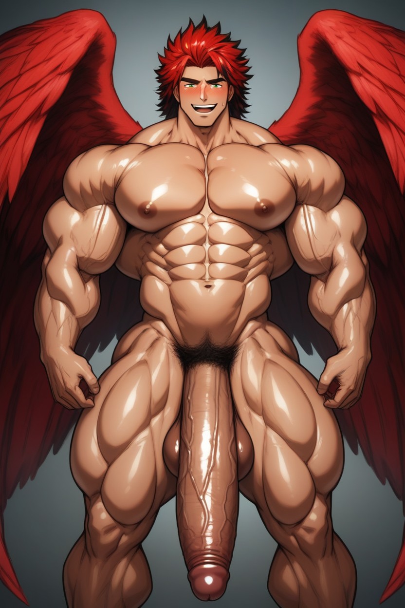 Shiny Oily Cock, Hyper Large Pecs, Huge Biceps AI Gay Porn