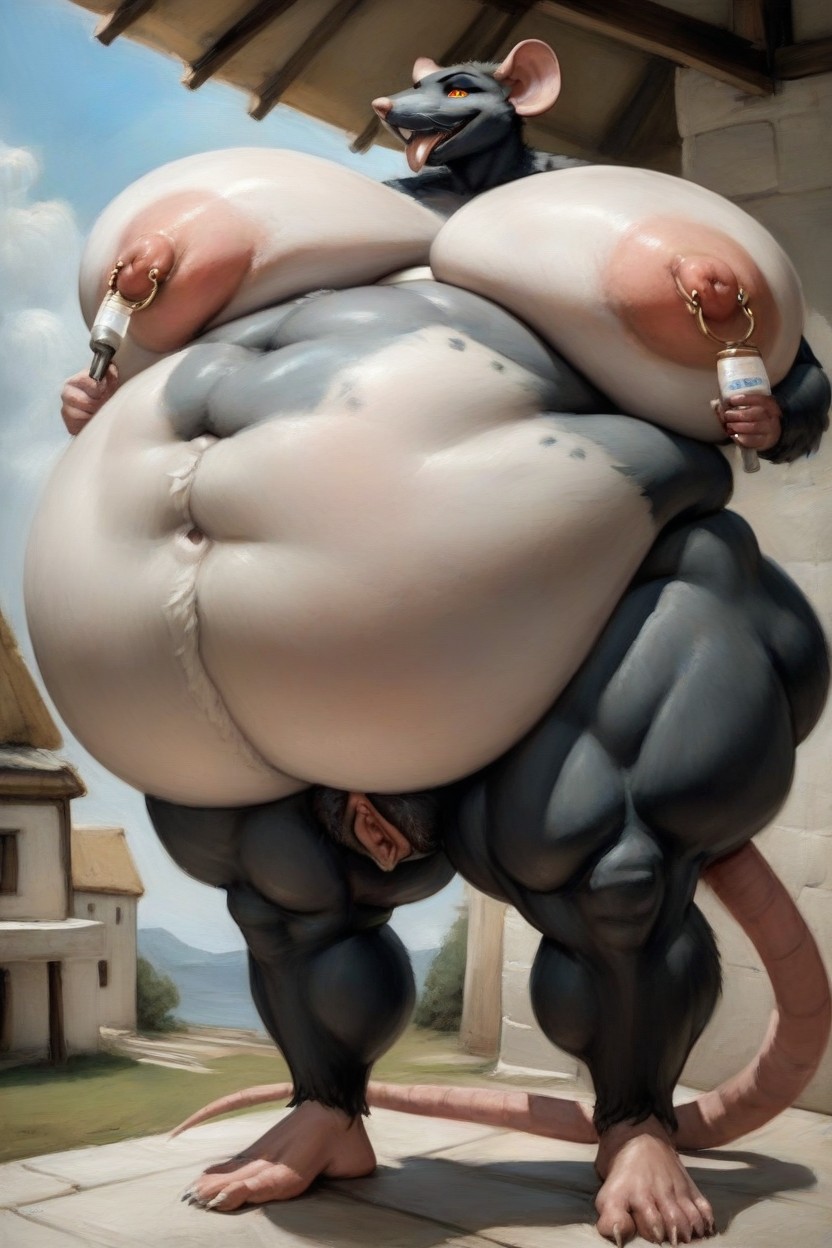 Extremely Large Pregnant Belly, Hyper Pussy, Extremely Large Breasts Furry AI Porn