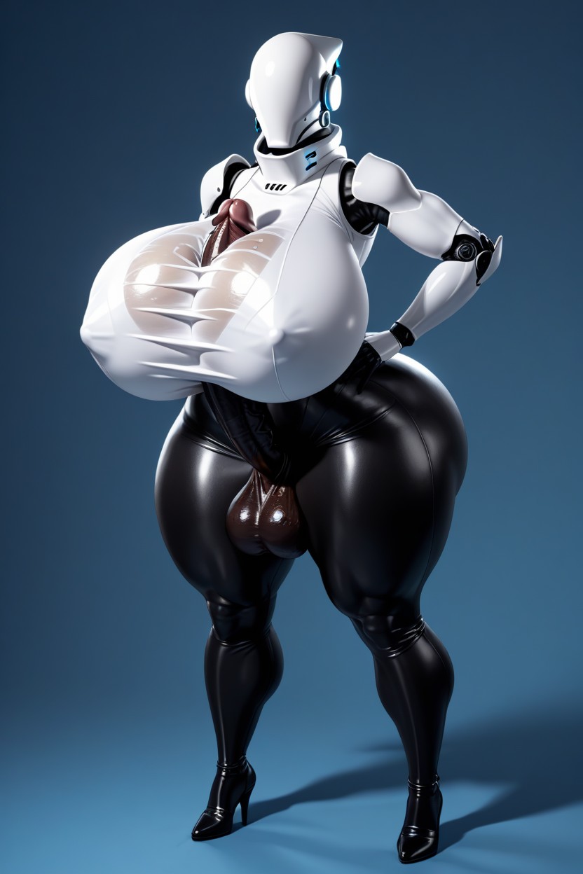 Huge Roubd Ass, A Very Huge Penis Between The Breasts Under The Clothes, Huge Round Ass AI Porn